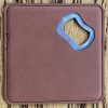 red brown leather bottle opener coaster